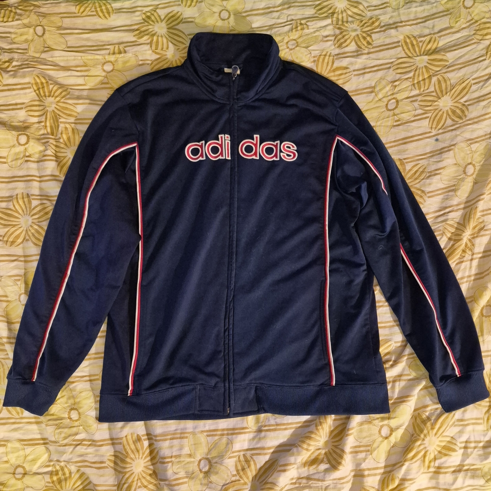 Adidas Dark Blue Track Jacket with Red Detailing